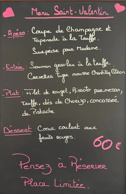 Menu Saint Valentin